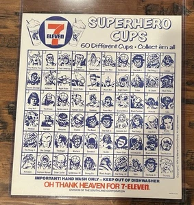 1974 Superhero 7-11 Cup Checklist Slurpee High Grade Unused Original - Picture 1 of 1