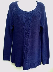 APT 9 Women's Sweater Blue Cable Knit L/S Round Neck Pullover Sweater NWT Medium - Picture 1 of 7