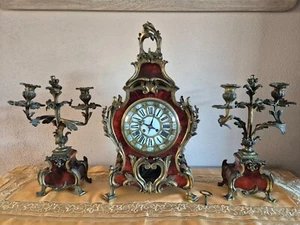 Antike Französische Boulle Kaminuhr mit Kerzenständern um 1855 ( 0672 ) - Picture 1 of 24