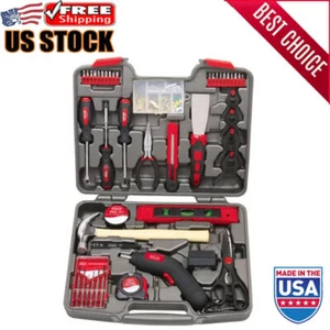 Household Hand DIY Tool Kit Home Improvement W/ Cordless Screwdriver Workshop US - Picture 1 of 3