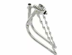 NEW! ORIGINAL 20 BENT SPRING FORK 1 INCH FLAT TWISTED BARS IN CHROME. - Picture 1 of 1