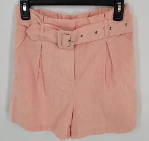 NWT Ophelia Roe Classy Peach Linen Blend Shorts Pockets Belted Lined Size Small - Picture 1 of 7