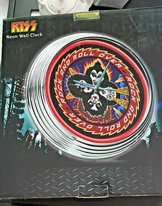 KISS Neon Wall Clock Rock and Roll Over Cover Artwork 2007 Red Light NEW! 15" - Picture 1 of 1