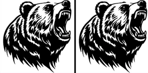 Angry Grizzly Bear Renderizando DOS Calcomanías de Vinilo Negras Coche Camión Ventana Tableta - Imagen 1 de 3