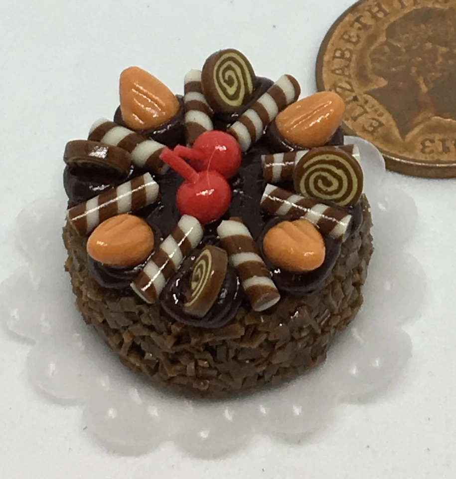 Rund Form Kuchen Mit Schokolade Glasur Tumdee 1:12 Maß Puppenhaus Bäckerei NC68