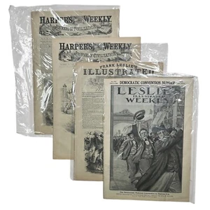 Antique Lot of 4 Old Magazines Harpers Weekly and Frank Leslie's 1866-1908 - Picture 1 of 15