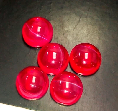 Ruby Cats Eye Round Shape Cabochon Loose Gemstone 18.50 Cts 5 Pcs - Image 1 of 4