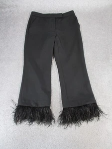 Michael Kors Dress Pants Womens 6 Black Straight Leg Feather Trim * - Picture 1 of 16