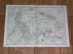 1902 ANTIQUE DATED MAP OF HAWAII HONOLULU PEARL HARBOR INSET MAP / PHILIPPINES - Picture 1 of 11