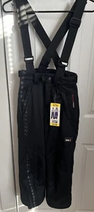 Weatherproof 32 Degree Unisex Zip Up Suspenders Black Snow Pants Size 7/8 NEW - Picture 1 of 5