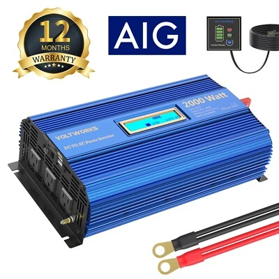 Power Inverter 2000W 12V to110V~120V Modified Sine Wave USA Transistors - Image 1 of 4