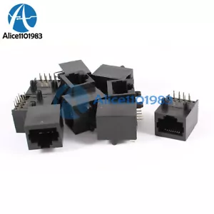 10PCS Black RJ45 8P8C Jack Modules PCB Mount Network Internet Connectors Module - Picture 1 of 2