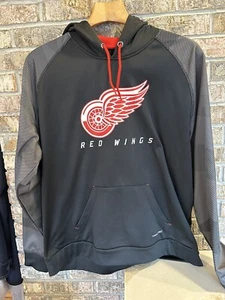 Detroit Red Wings Majestic Thermabase Hoodie Sweatshirt Men's 2XL Black & Gray - Picture 1 of 12