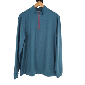 Bugatchi OoohCotton Print Stretch Half Zip Pullover Color Mint 100% Cotton Sz LG - Picture 1 of 6