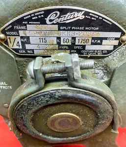 Vintage Century Electric Drill Press Motor 1/4 hp 1725 RPM 115v w/ 5/8” Shaft - Picture 1 of 4