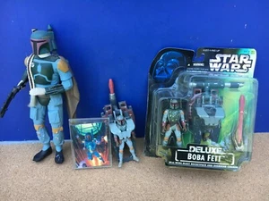 Star Wars BOBA FETT Figure LOT - 10 Inch & DELUXE w/ Rocketpack, Promo Card - Picture 1 of 4