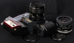 Canon T70 35mm Film Motorized SLR c/w NFD 50/3.5, Tamron 28/2.5 Lens & 244T Kit - Picture 1 of 13