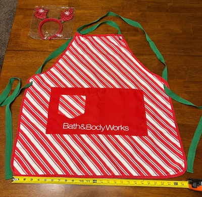 Delantal Bath & Body Works Rojo Correas Ajustables Rayas Menta Vacaciones S/M Foto 1 de 4