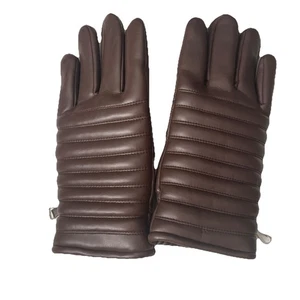 Guantes de vinilo polar/forrados marrón para hombre talla única a rayas - Imagen 1 de 6