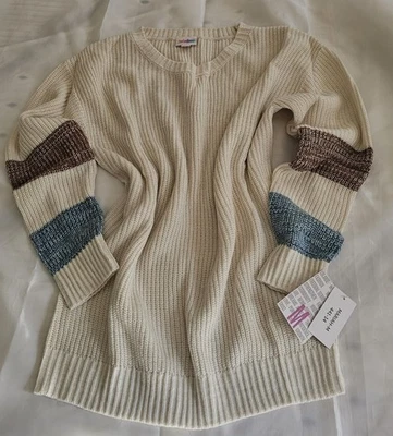 Nuevo con etiquetas Suéter Lularoe 💙 Mariah Mediano 🤎 Crema Denim Azul Marrón Raglán GoRgEoUs! Foto 1 de 4
