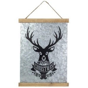 Letrero de pared colgante de chapa galvanizada Northlight 16" Feliz Navidad reno - Imagen 1 de 6