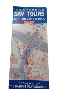 1936 Western Air Express Sky Tours Timetable Brochure JRR2 - Picture 1 of 6