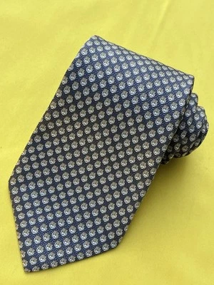 Autêntica gravata TIE RACK LONDRES 7 dobras design de pássaro coruja em seda cinza - Imagem 1 de 4