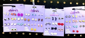 Claire’s Girls 10 Pairs of Stud Earrings Choose School/Music/Sweets/Weekend Fun - Picture 1 of 5
