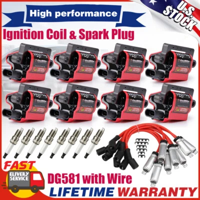 High Performance UF271 Ignition Coil+Spark Plug+Wire For Chevy GMC 4.8/5.3/6.0L - Image 1 of 4