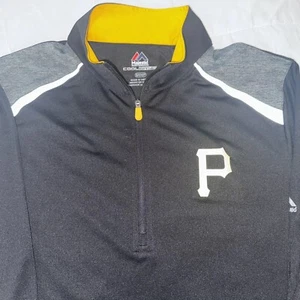 Pittsburgh Pirates Majestic 1/4 Zip Cool Base Men’s S Black/Grey Long Sleeve New - Picture 1 of 8
