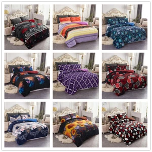 3 Piece Sherpa Blanket Borrego Comforter Set Reversible Queen/King Bedding Set - Picture 1 of 147