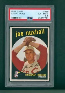 1959 Topps Baseballkarte - #389 Joe Nuxhall, PSA 6,5 EXMT+ - Bild 1 von 2