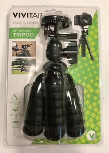 Vivitar Spider Tripod Black (VIV-SP-12-BLK) Rubberized Camera Mount- NEW - Picture 1 of 8