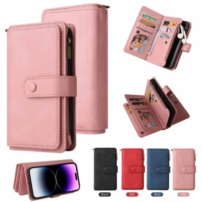For iPhone 14 13 12 11 XS SE 6 7 8 Plus Wallet Card Slot Flip Leather Case Cover - Image 1 of 4