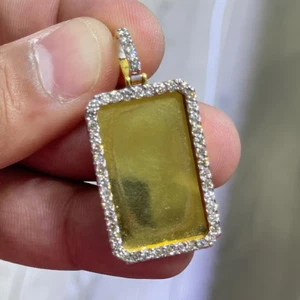 Colgante de memoria con imagen de diamante creado en laboratorio redondo de 1,30 quilates enchapado en oro amarillo de 14 quilates - Imagen 1 de 4