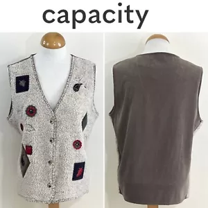 Capacity Knits Women’s Vintage Button Front Vest Size M Beige - Picture 1 of 7