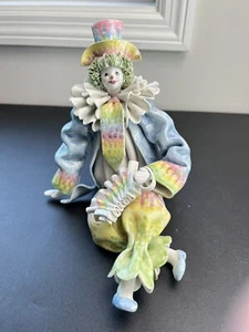Rare Porcelain Clown With Accordian. Made In Italy For Gumps Of San Francisco - Picture 1 of 11