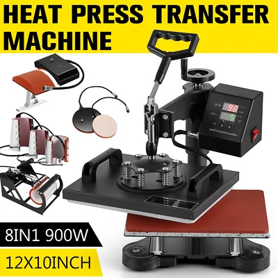 12"x10" 8 in 1 T-Shirt Heat Press Machine Transfer Sublimation Mug Hat Plate - Image 1 of 4