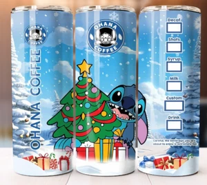 Stitch Christmas 3D Puff Custom Tumbler 20oz Skinny Cup Mug Stainless Steel - Picture 1 of 2