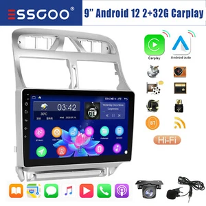 9" Autoradio Carplay Android 12 MIK Kamera GPS Navi RDS+ Für Peugeot 307 02-2013 - Bild 1 von 13