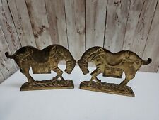2 Vintage Brass  Horse Bookends Paperweights Western Cowboy Decor