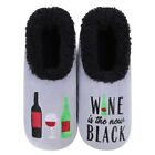 Snoozies Pairable Slipper Socks | House Slippers Large, Wine Is The New Black 