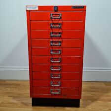 VINTAGE Bisley 10 Drawer Filing Cabinet Red Steel Locking Office Home Storage