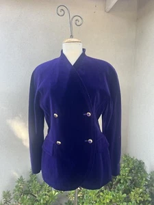 Vintage Escada lila Samt Blazer Jacke zweireihig Gr. 38 S - Bild 1 von 13