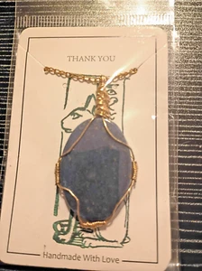 ~ Stunning Lapis Lazuli Wire Wrapped Pendant Necklace Healing Stone Wicca  18" - Picture 1 of 1