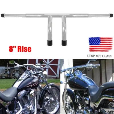 8 英寸 Rise T-Bars 手把适用于 Harley Sportster Softail FLST FXST 拖杆 美国 — 第 1/4 张图片