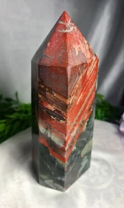 XXX GRANDE 6" 803g Grueso Hermosa Piedra de Sangre Africana Cuarzo Obelisco Punta de Torre - Imagen 1 de 15