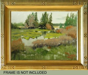 Sumpf Sumpf Kiefer Tamarack Bäume Realistisch Impressionismus Ölgemälde Landschaft - Bild 1 von 5