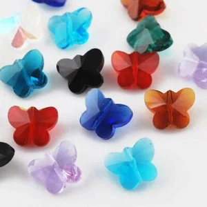 10pcs 14mm Butterfly Shape Crystal Glass Faceted Loose Spacer Beads Pendants DIY - Picture 1 of 25