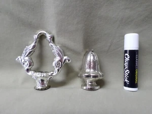 3836M Vtg Top & Bottom Finial Chandelier Parts Silver Plated Metal - Picture 1 of 8